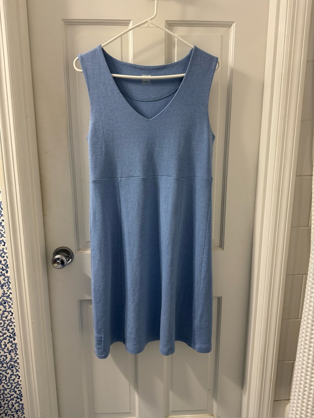 Horny Toad sleeveless blue knit shift dress M